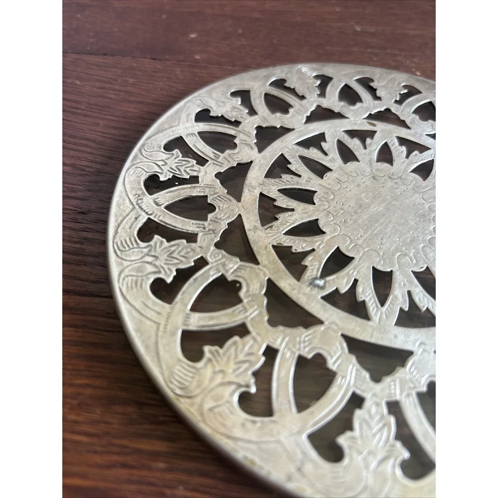Silver Plated Over Glass Vintage Trivet (6